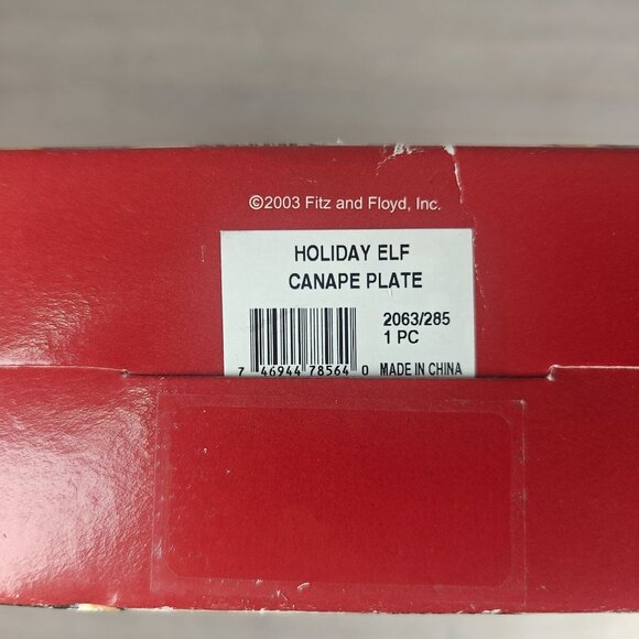 Vintage Fitz & Floyd Holiday Christmas Elf Canape Cookies Plate New In Box - Picture 2 of 8